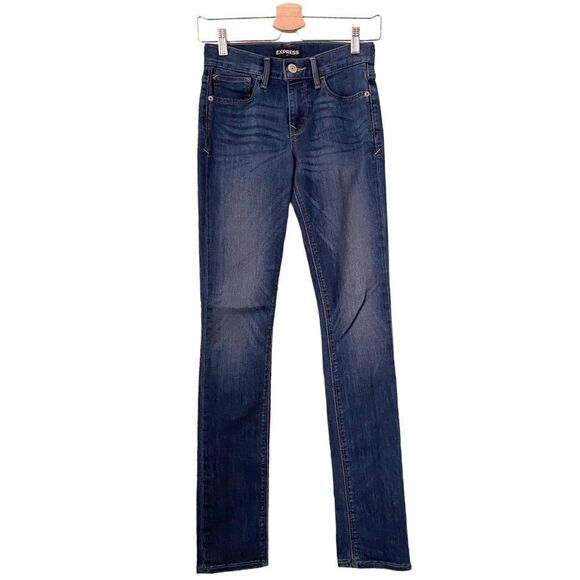 Express Super Soft Super Skinny Mid Rise Jeans in Size 00 - Picture 1 of 6